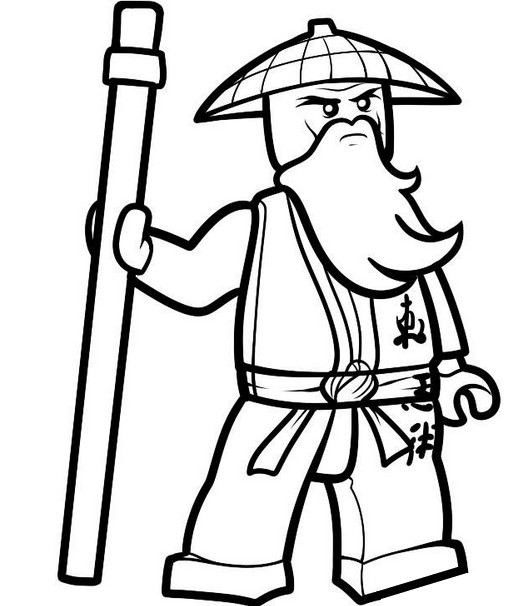 Coloriage de Ninjago avec des personnages en action dans un environnement dynamique