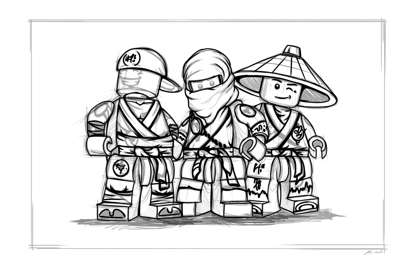 Scène de ninjago avec des personnages en action dans un décor dynamique