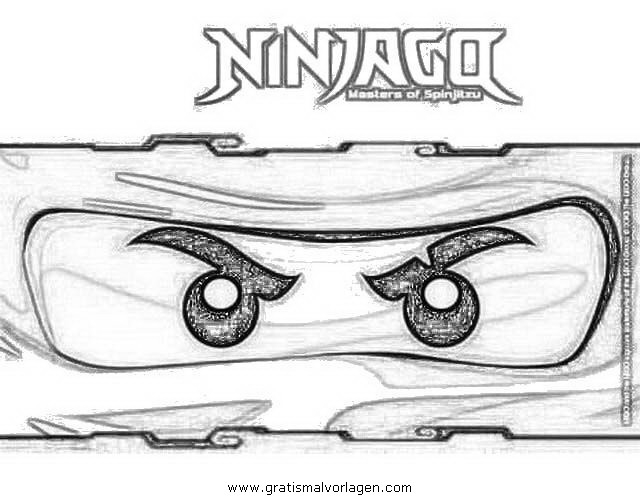 Coloriage Ninjago : un ninja en action avec son épée dans un décor dynamique