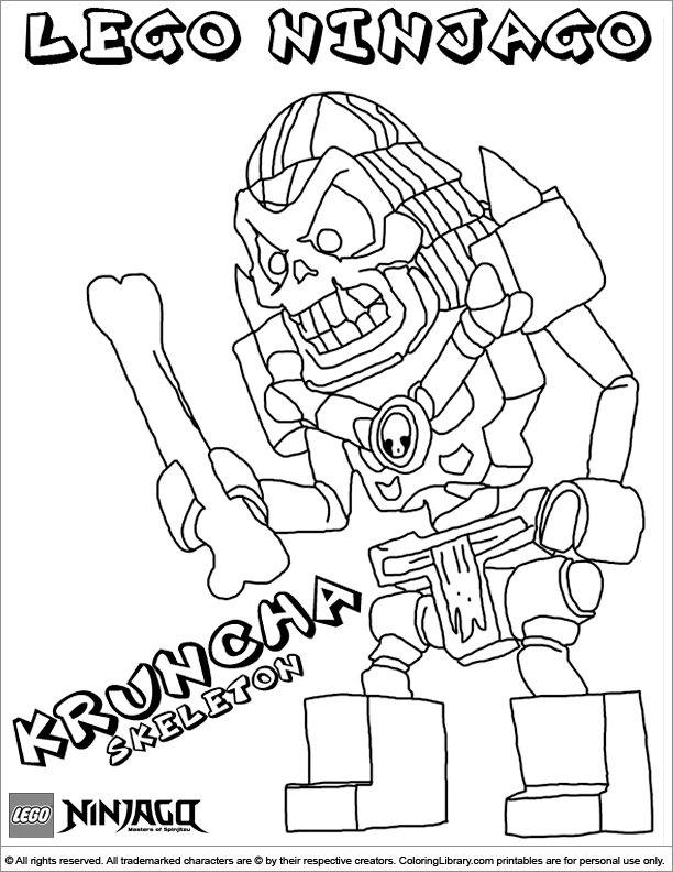 Coloriage de Ninjago avec un ninja en pleine action dans un décor dynamique
