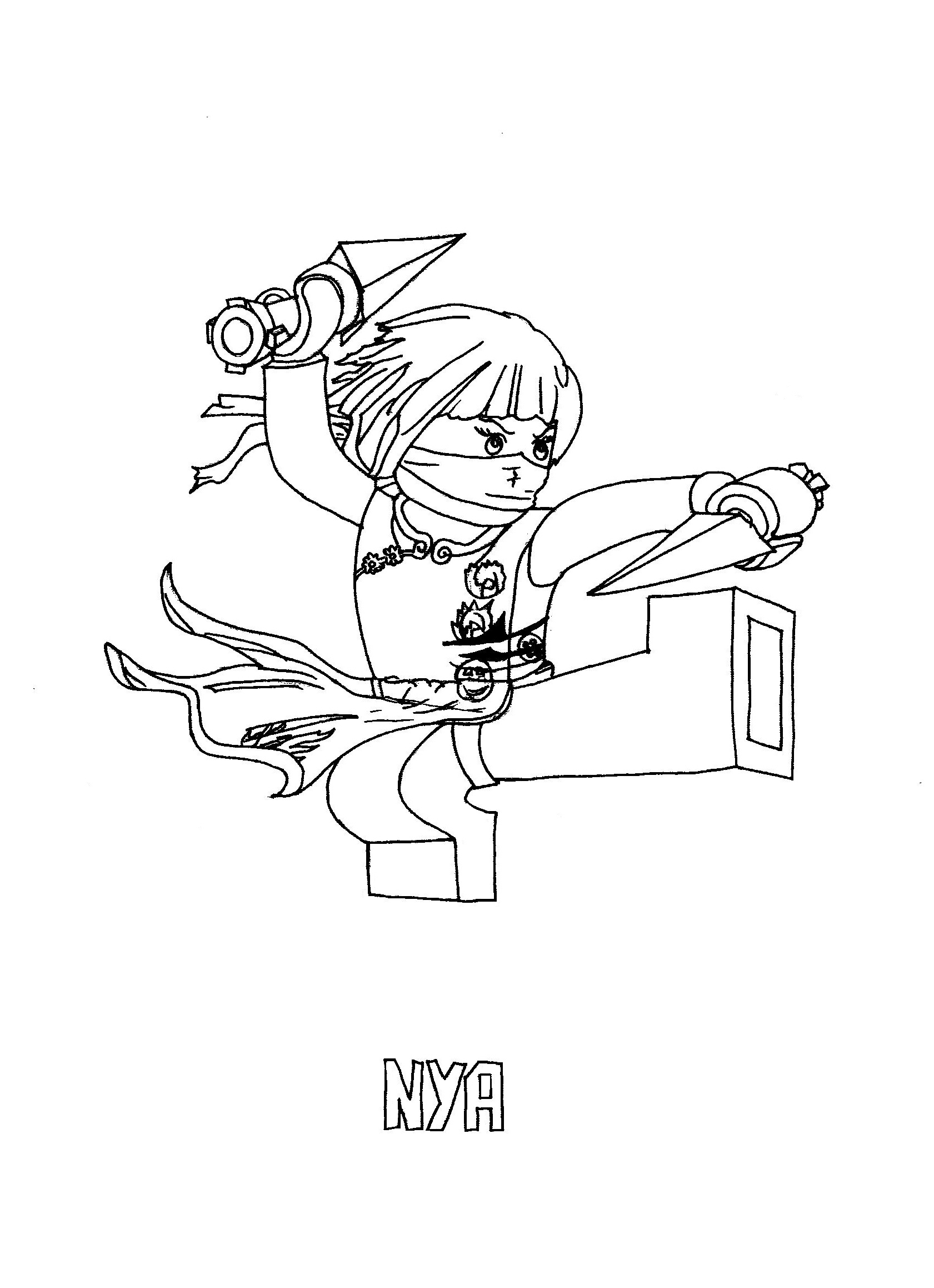 Une scène de ninjago avec un ninja en pleine action
