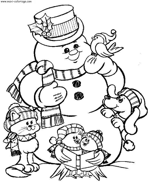 Coloriage d'une scène de Noël avec un père Noël et des cadeaux sous le sapin