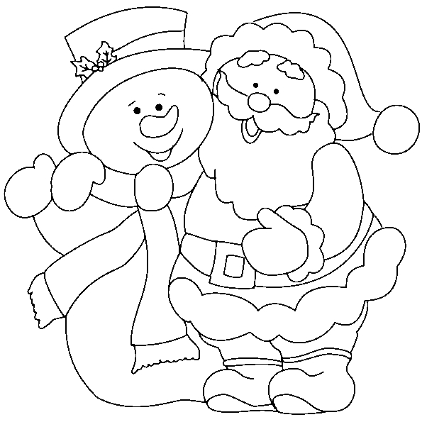 Dessin de Noël avec un bonhomme de neige entouré de cadeaux