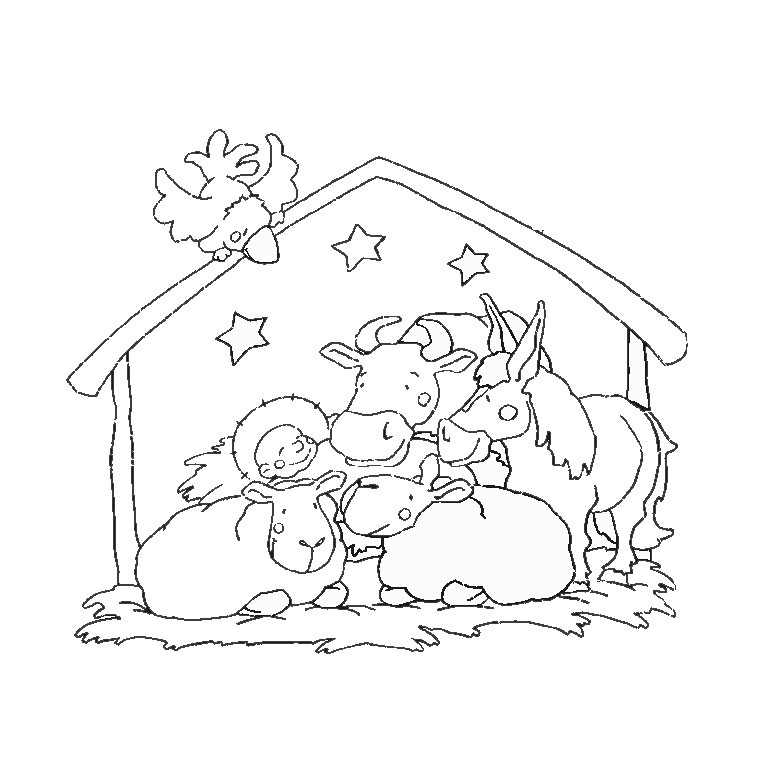 Coloriage de Noël avec un bonhomme de neige joyeux et un paysage hivernal