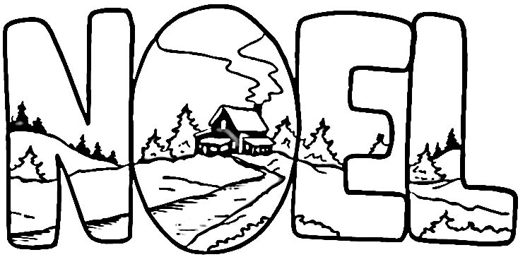 Coloriage de Noël avec un bonhomme de neige et un sapin décoré