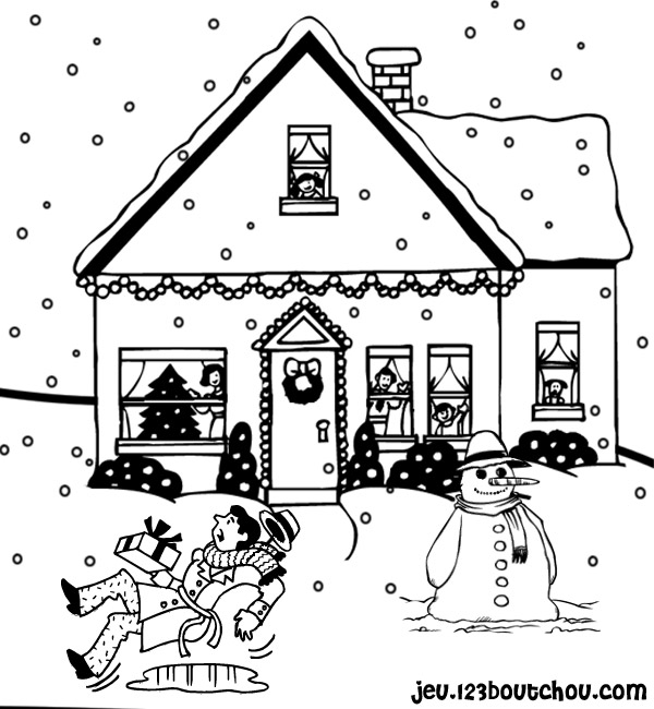 Un enfant et un renne décorent un sapin de Noël dans un paysage hivernal