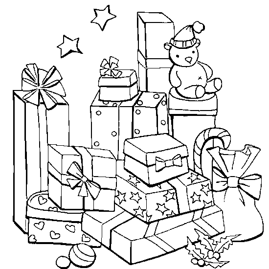 Scène de Noël avec un bonhomme de neige et des cadeaux sous un sapin