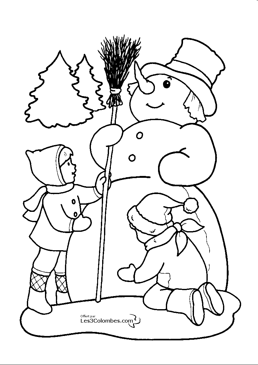 Coloriage de Noël avec un père Noël et des cadeaux autour d'un sapin