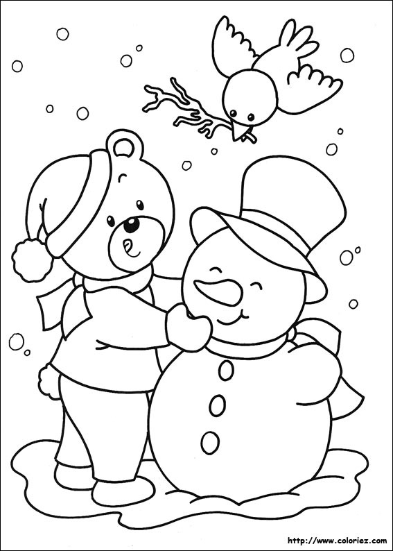 Coloriage de Noël avec un père Noël joyeux et des éléments festifs