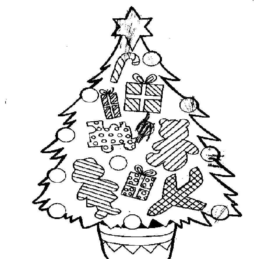 Un père Noël joyeux entouré de cadeaux et de sapins de Noël