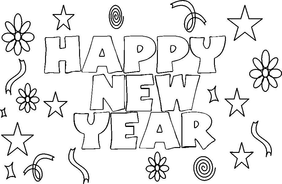 Coloriage d'une célébration du Nouvel An avec des feux d'artifice