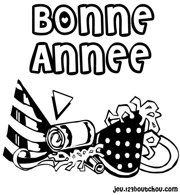 Coloriage de la célébration du Nouvel An avec des éléments festifs