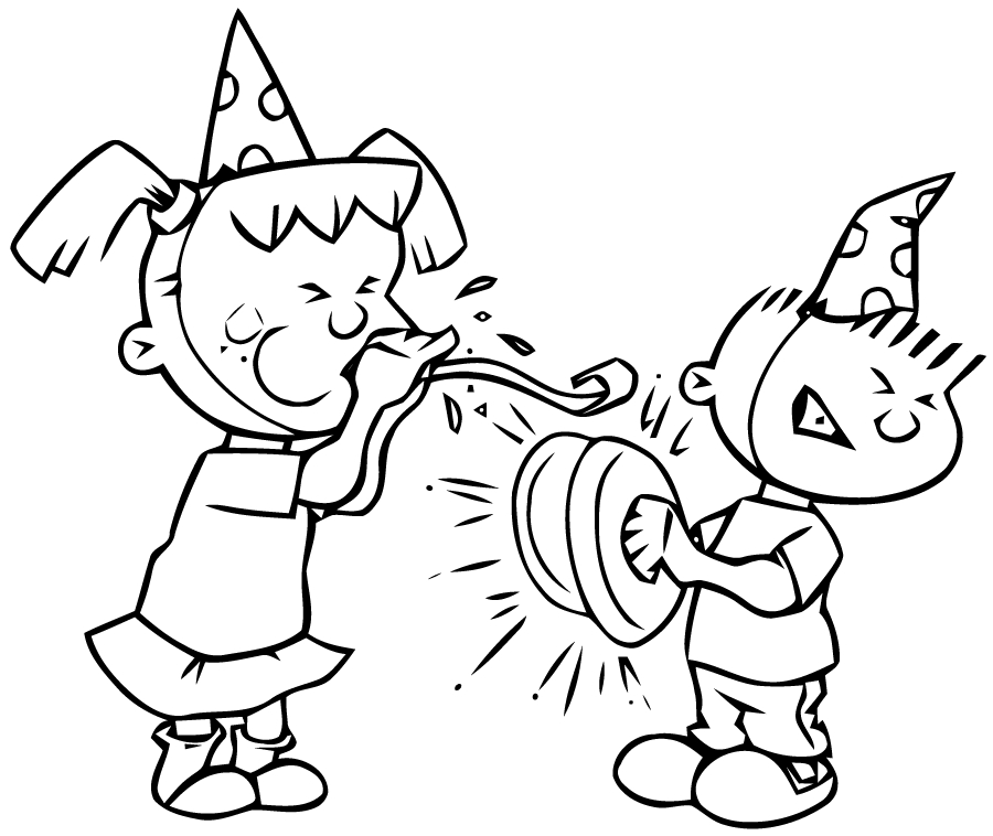 Coloriage de la célébration du Nouvel An avec des éléments festifs