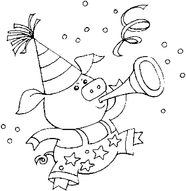 Coloriage de célébration du Nouvel An avec des éléments festifs