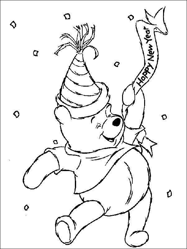 Coloriage de célébration du Nouvel An avec des feux d'artifice et des éléments festifs
