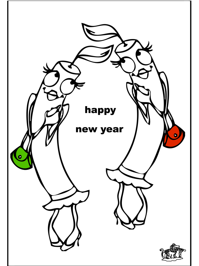 Coloriage de la célébration du Nouvel An avec des éléments festifs