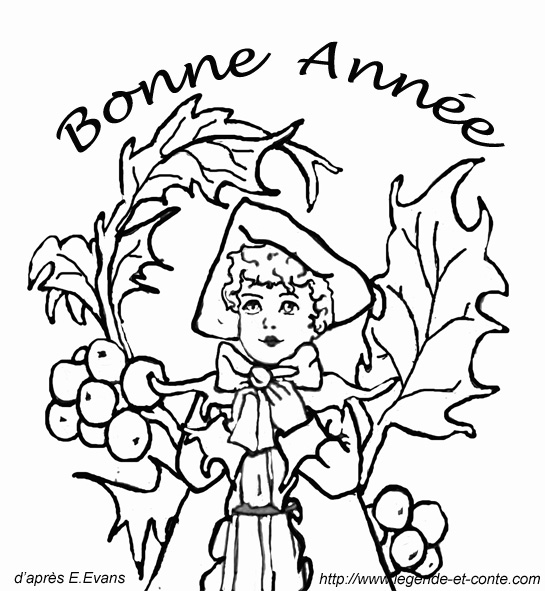 Coloriage d'une scène festive de Nouvel An avec des feux d'artifice