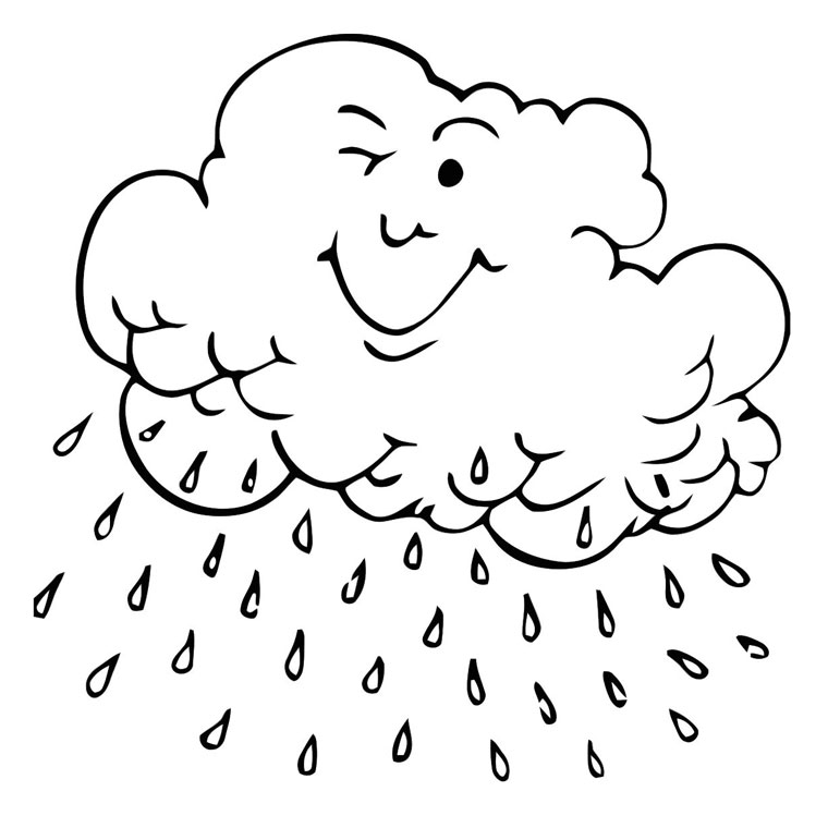 Coloriage d'un nuage souriant sur un fond simple