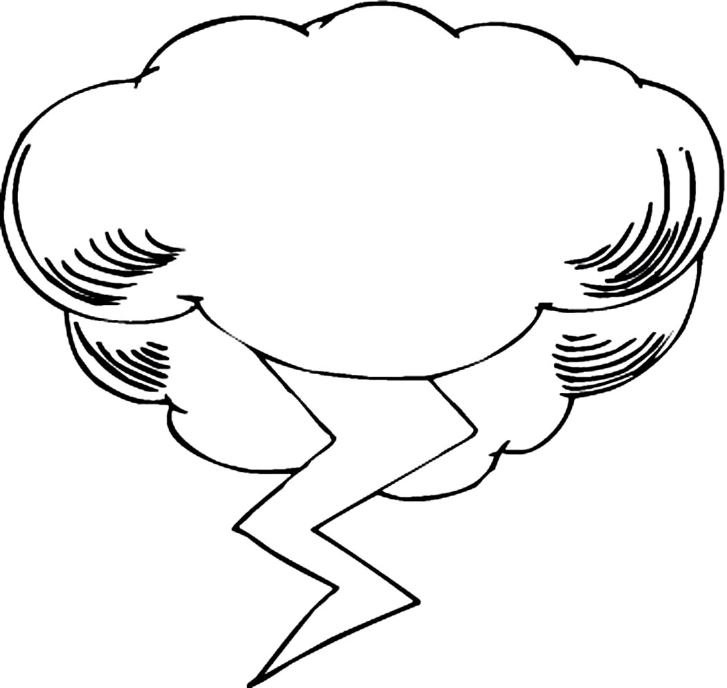 Coloriage d'un nuage souriant entouré de gouttes de pluie