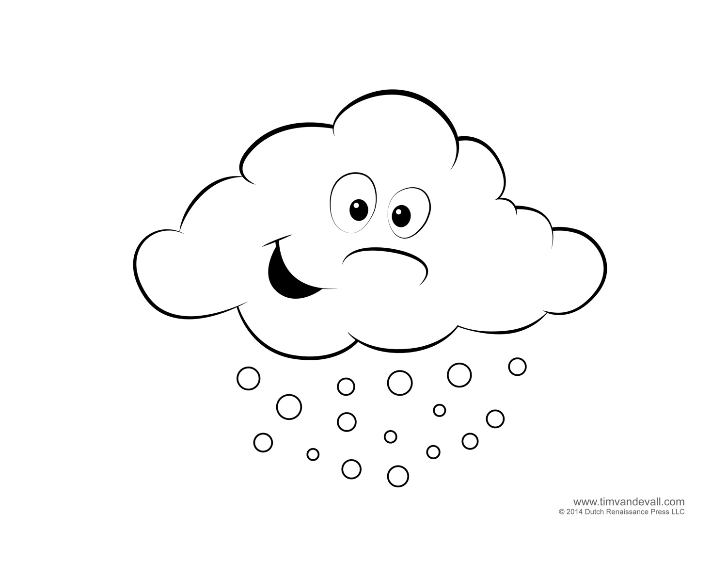 Coloriage d'un nuage souriant dans un ciel paisible