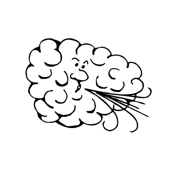 Coloriage d'un nuage souriant flottant dans le ciel
