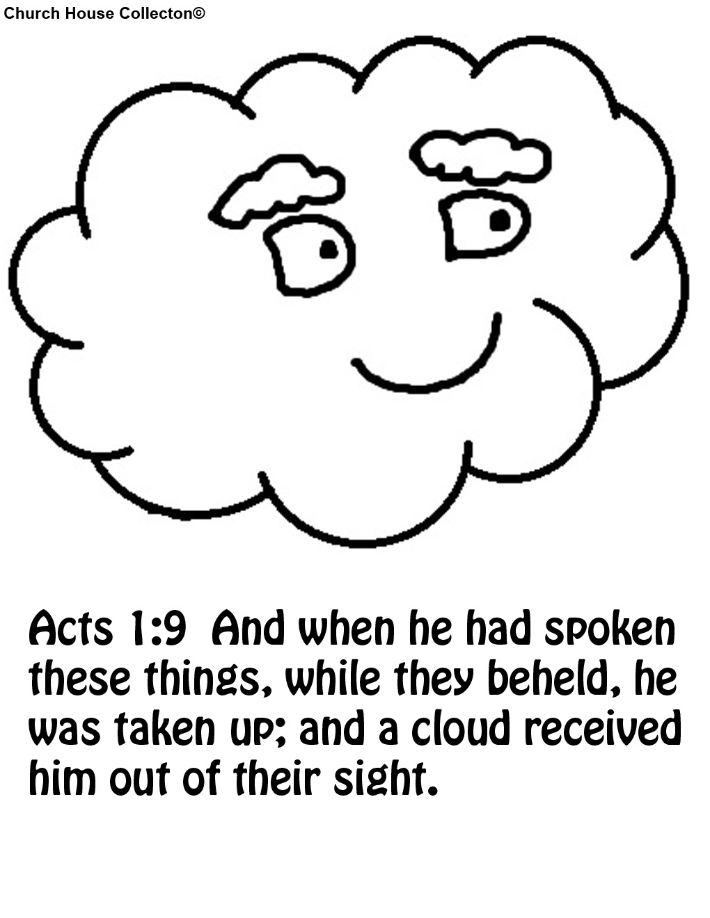 Coloriage d'un nuage souriant flottant dans le ciel