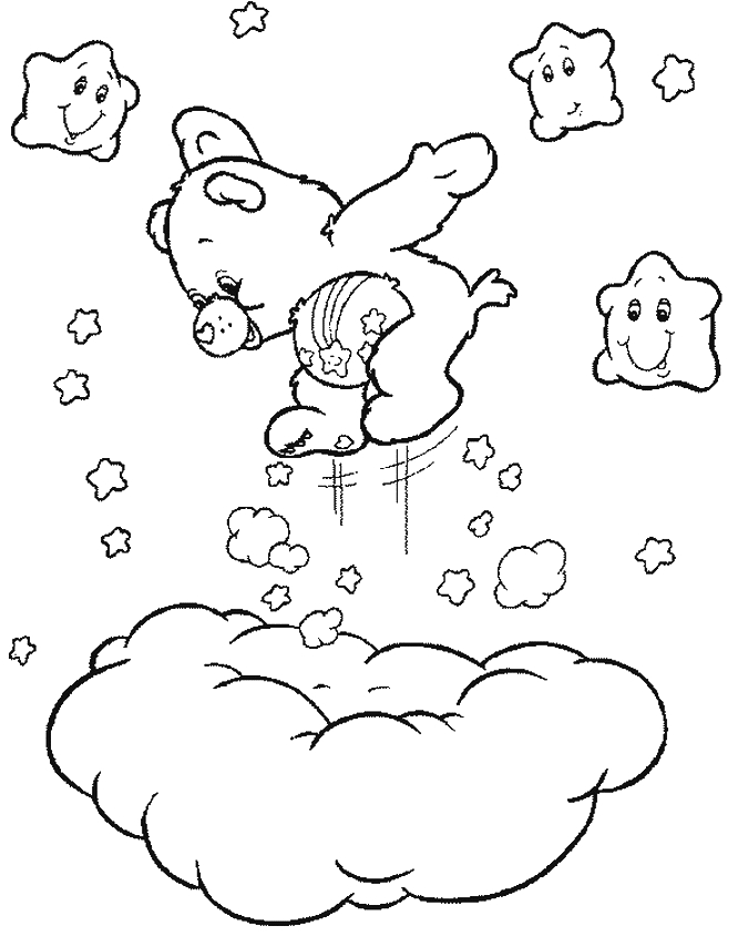 Coloriage d'un nuage souriant dans un ciel paisible