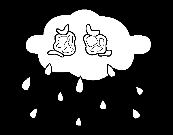 Coloriage d'un nuage souriant dans un ciel paisible Coloriage d'un nuage souriant dans un ciel paisible