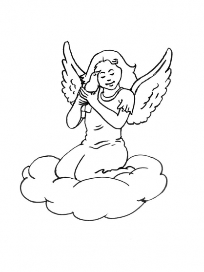 Coloriage d'un nuage souriant dans un ciel simple