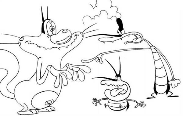 Oggy et les cafards: une scène pleine d'action dans la cuisine