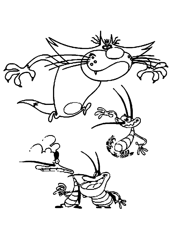 Oggy et les cafards en pleine aventure dans un décor animé