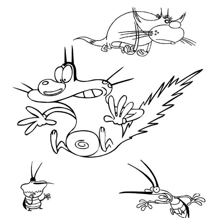Oggy et les cafards dans une scène de jeu espiègle