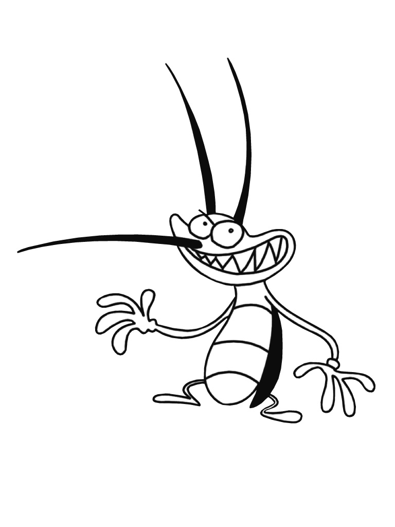 Oggy et les cafards dans une scène dynamique de poursuite