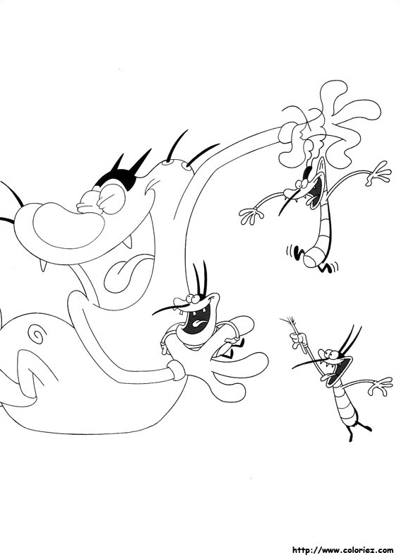 Oggy et les cafards dans une scène de course effrénée