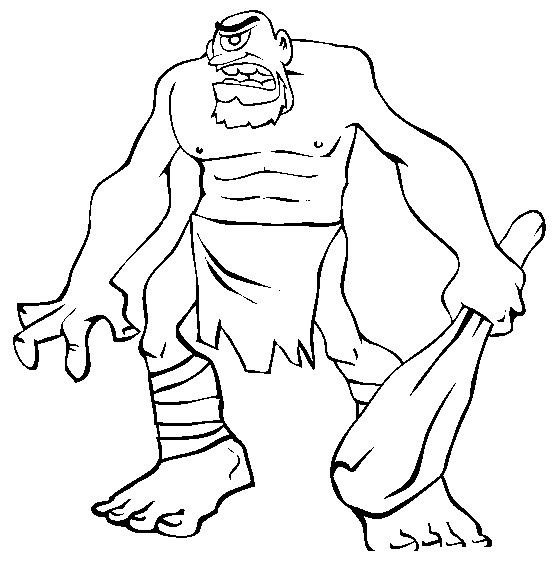 Un ogre souriant entouré de nature verdoyante Un ogre souriant entouré de nature verdoyante