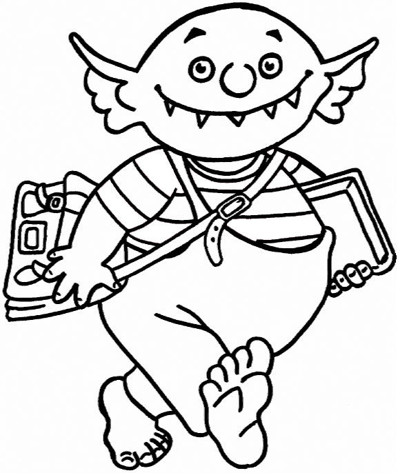 Un ogre joyeux entouré d'éléments naturels