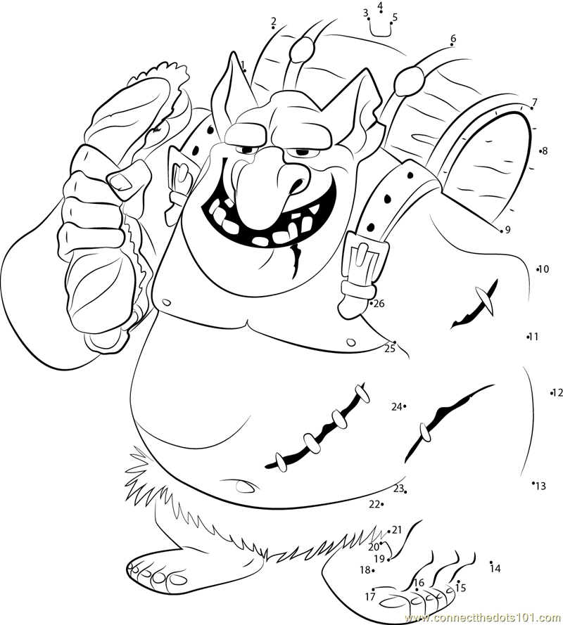 Ogre souriant tenant une grande fleur dans un paysage naturel Ogre souriant tenant une grande fleur dans un paysage naturel