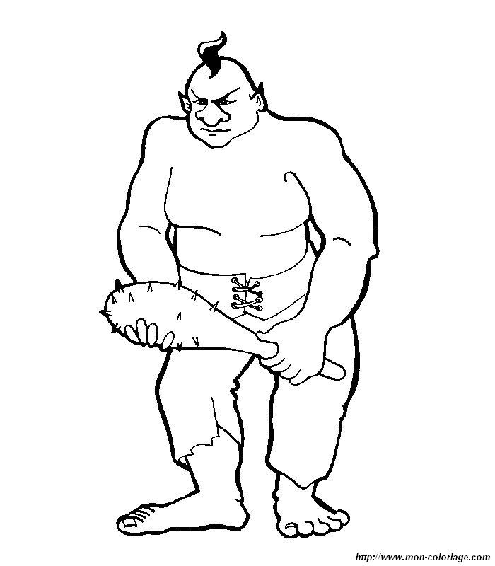 Un ogre souriant se tient au centre d'une forêt verdoyante Un ogre souriant se tient au centre d'une forêt verdoyante