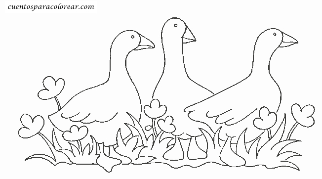 Coloriage d'une oie marchant dans un champ