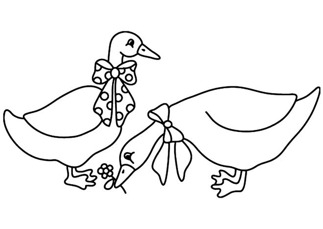 Coloriage d'une oie dans un paysage naturel