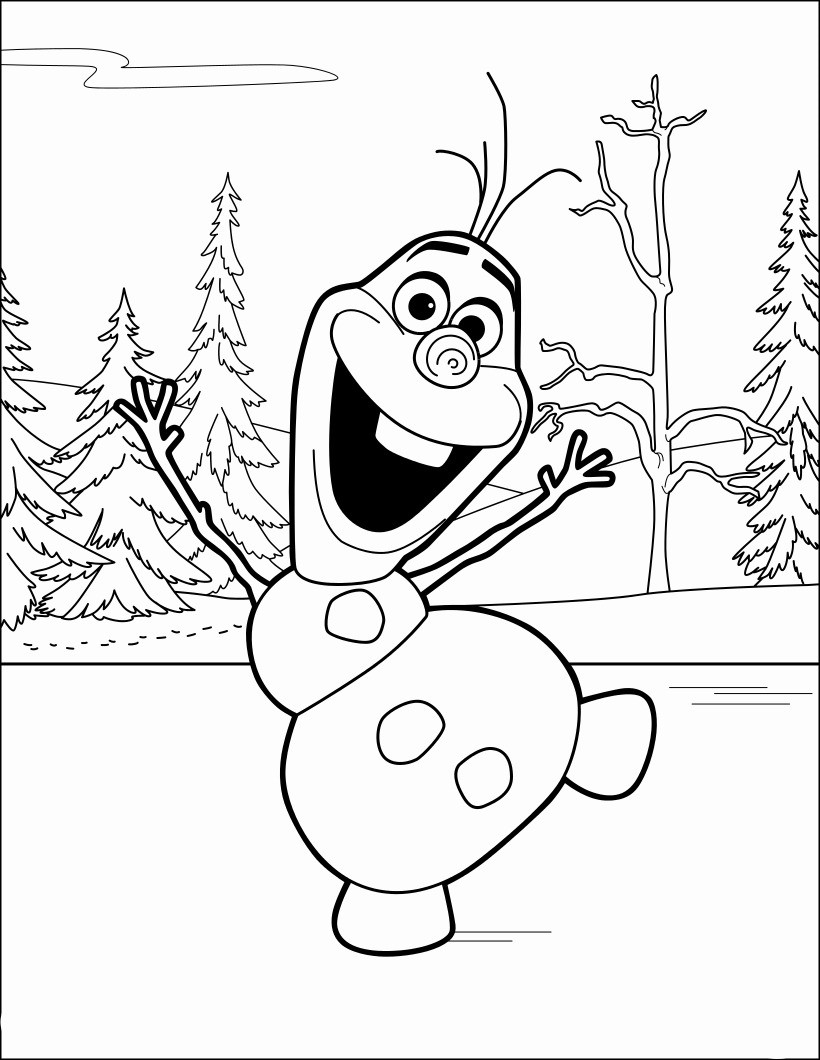 Olaf le bonhomme de neige en pleine contemplation sous un ciel d'hiver