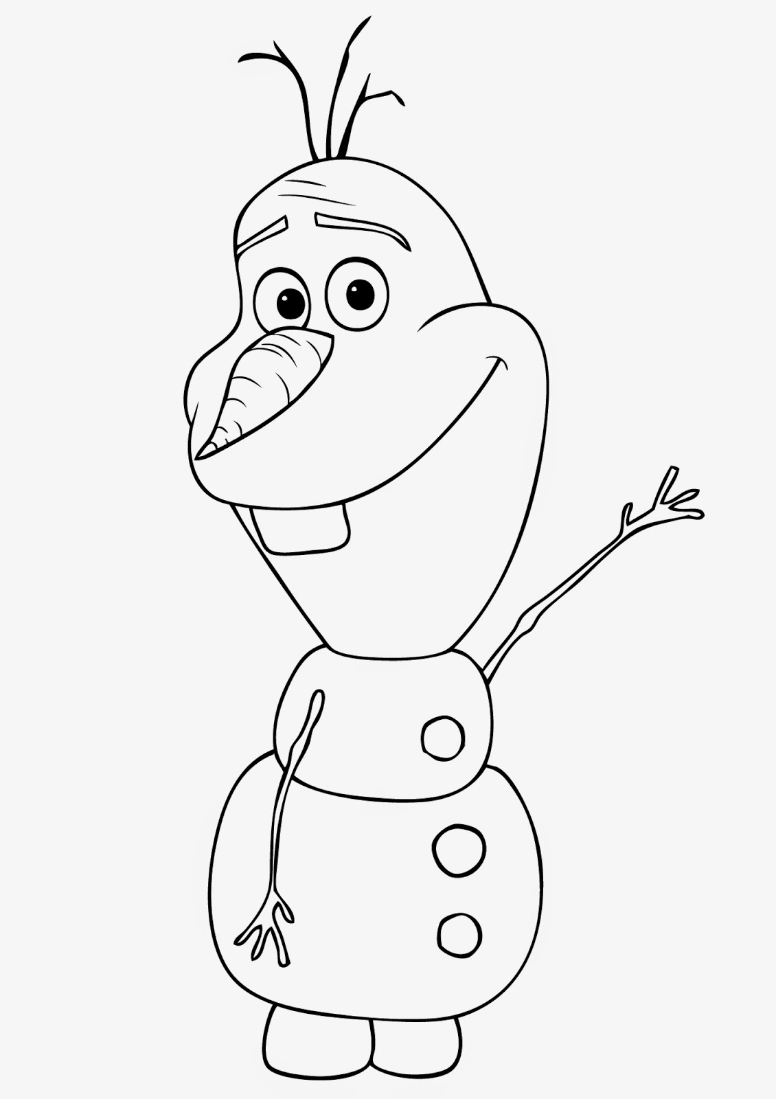 Olaf, le bonhomme de neige en train de sourire dans un paysage hivernal