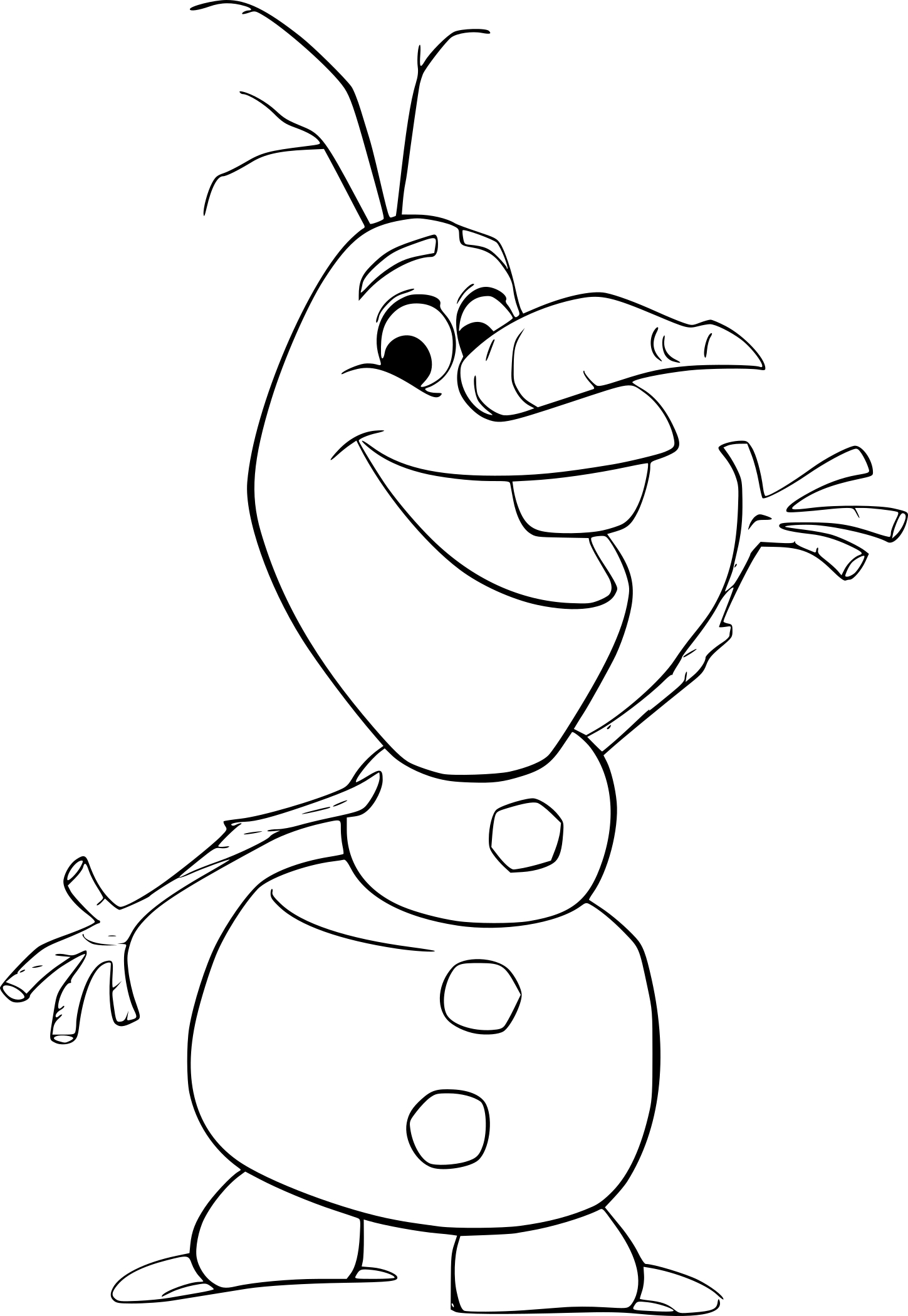 Olaf en train de sourire entouré de flocons de neige