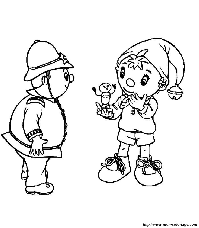 Coloriage de Oui-Oui dans sa voiture, entouré de nuages Coloriage de Oui-Oui dans sa voiture, entouré de nuages