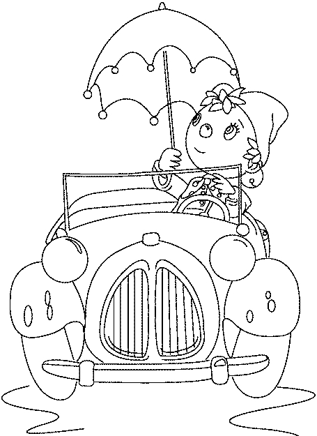 Coloriage de Oui-Oui et son ami dans un décor de ville Coloriage de Oui-Oui et son ami dans un décor de ville