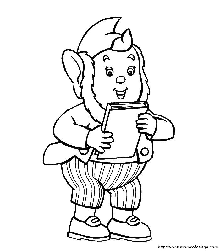 Coloriage de Oui-Oui dans son univers coloré avec son ami