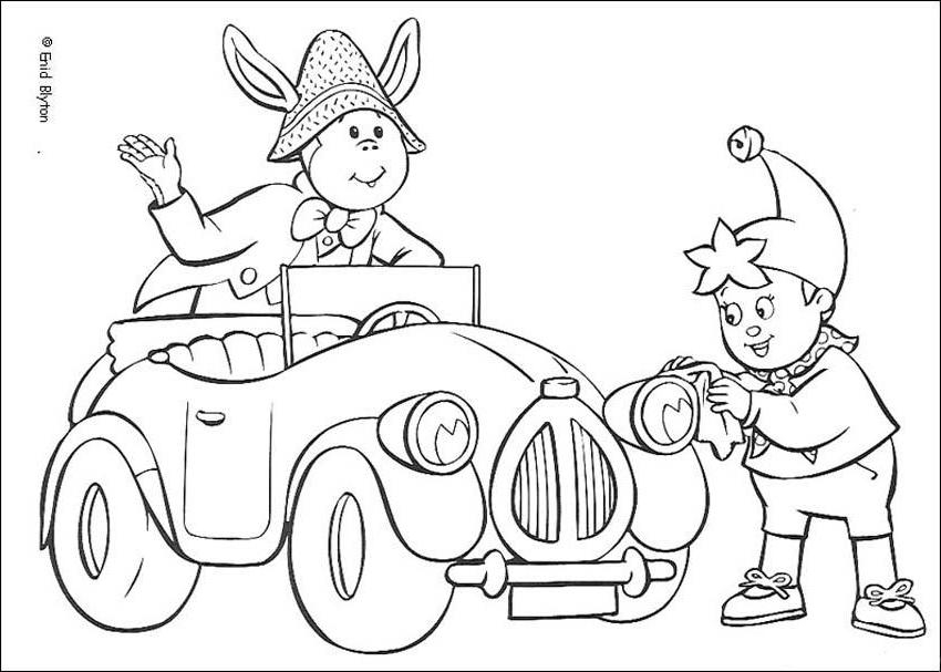 Coloriage de Oui-Oui dans sa voiture avec ses amis dans un décor paisible Coloriage de Oui-Oui dans sa voiture avec ses amis dans un décor paisible