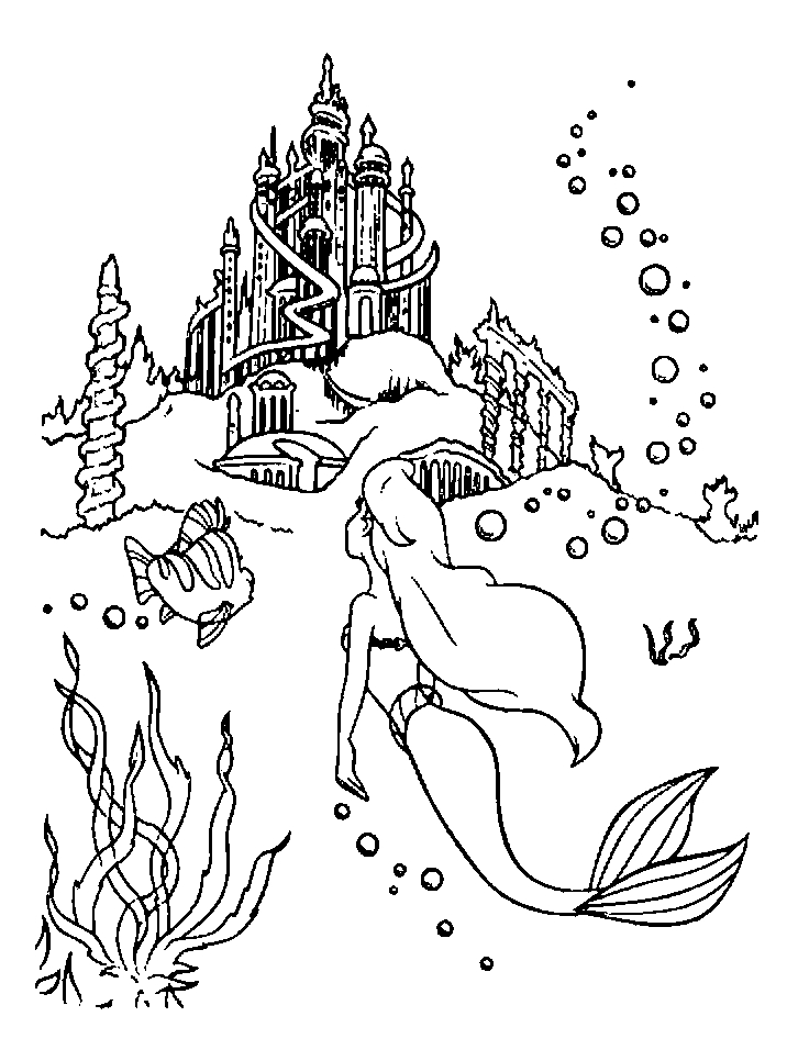 Coloriage d'un palais majestueux entouré de jardins luxuriants