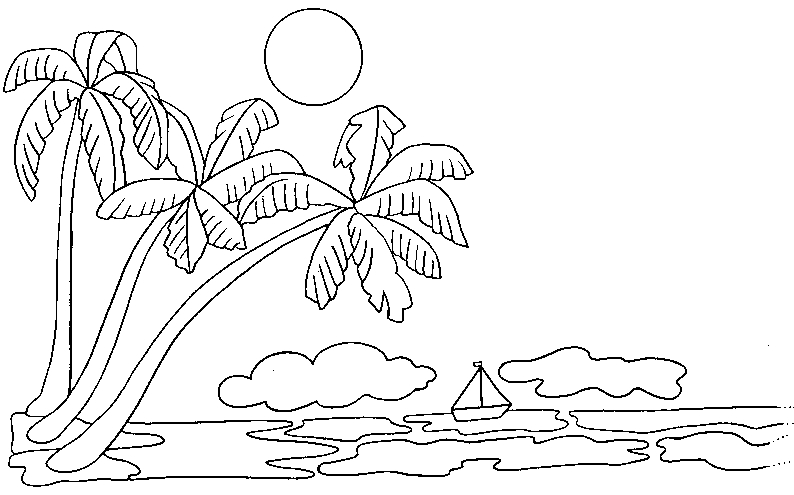 Coloriage d'un palmier majestueux sur fond tropical