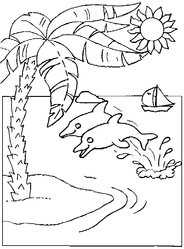 Coloriage d'un palmier majestueux sur fond tropical